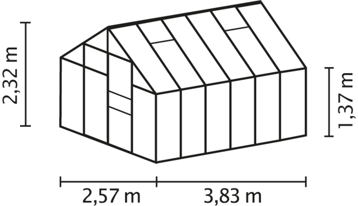 Växthus Merkur 9900 Svart Glas 9,9 m² Vitavia